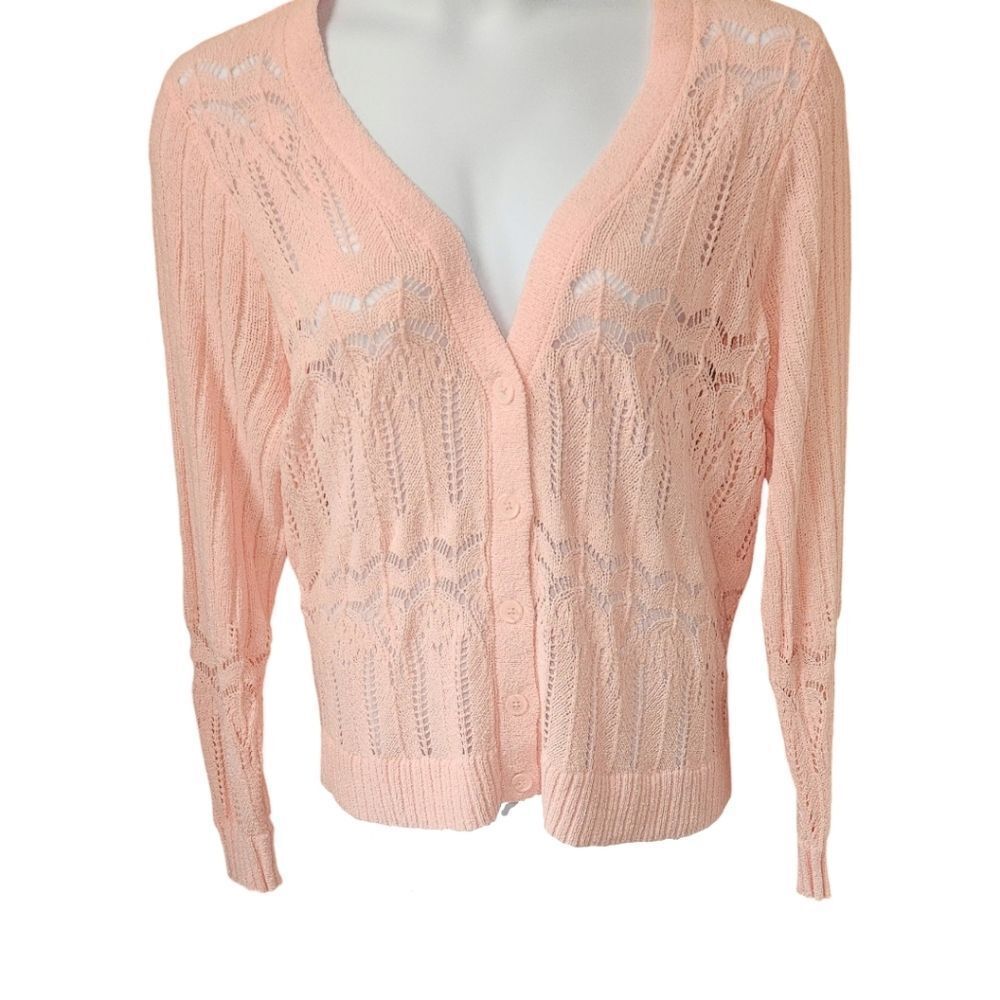 TORRIDβNew Plus Size Pointelle Impatient Pink V- Neck Cardigan Sweater 4X - Picture 2 of 16